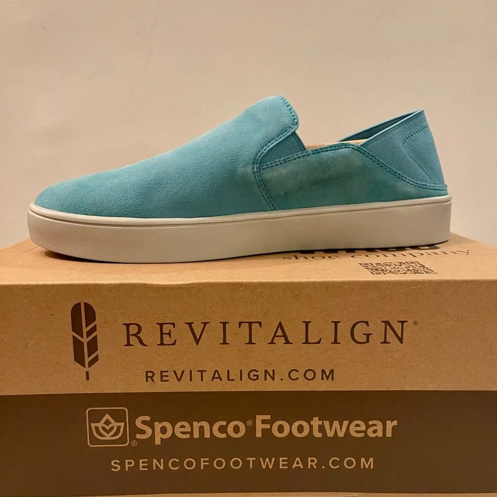 NIB SPENCO ORTHOTIC SAYLOR AQUA LEATHER SLIP-ON EU 39.5B or 8.5M - Picture 4 of 12